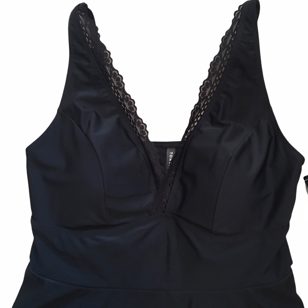 torrid Black Lace Trim Swim Dress NEW - Picture 5 of 8